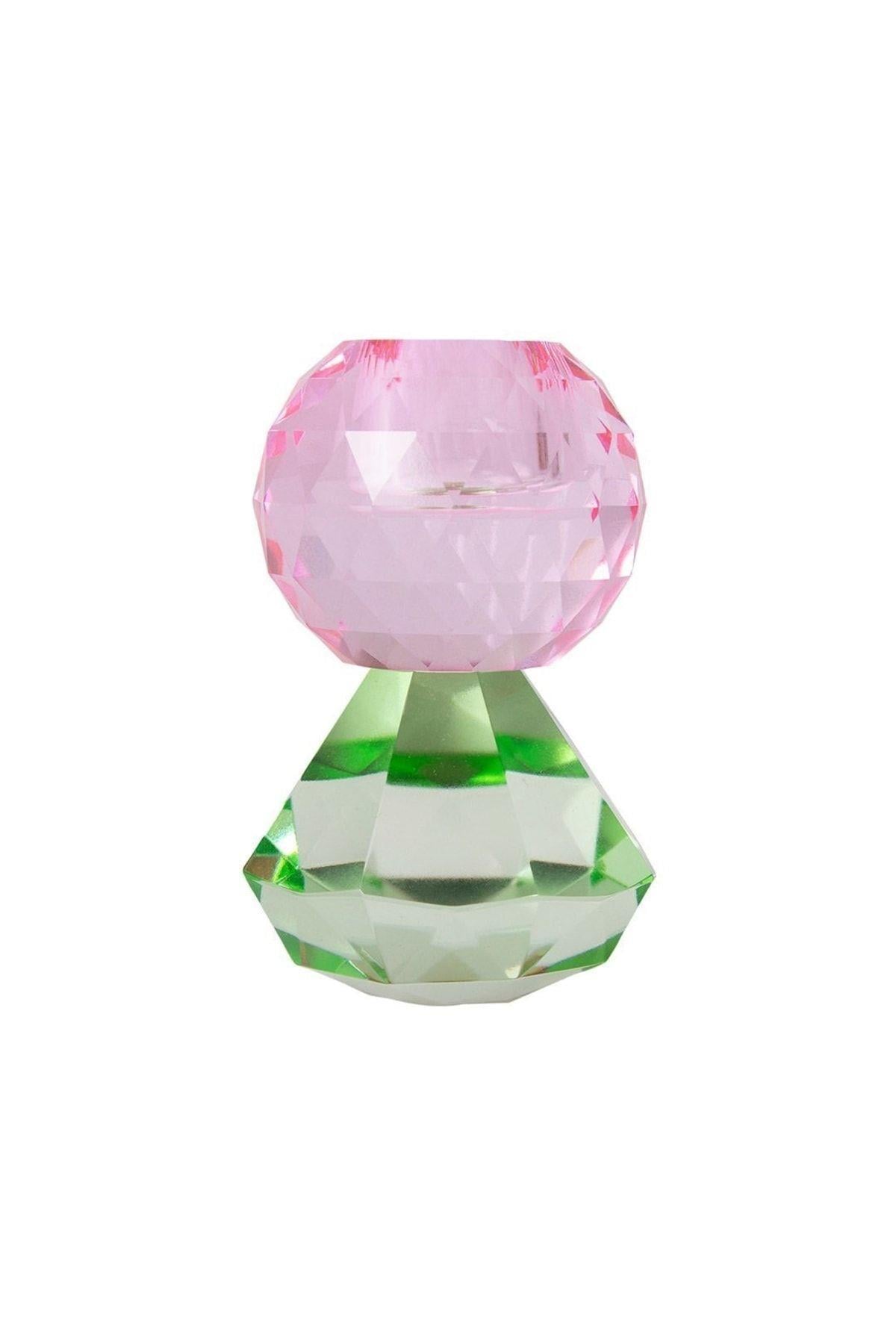 Kristal Mum Tutucu, Bebek Pembesi, Nane Rengi, 10X6 Cm
