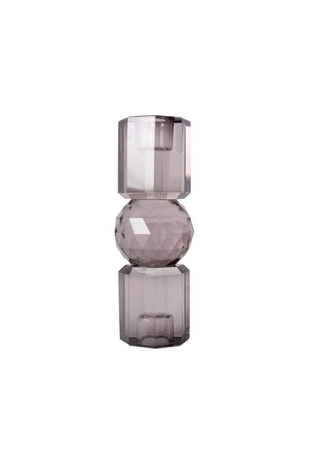 Kristal Mum Tutucu, Füme, 16,5X6 Cm