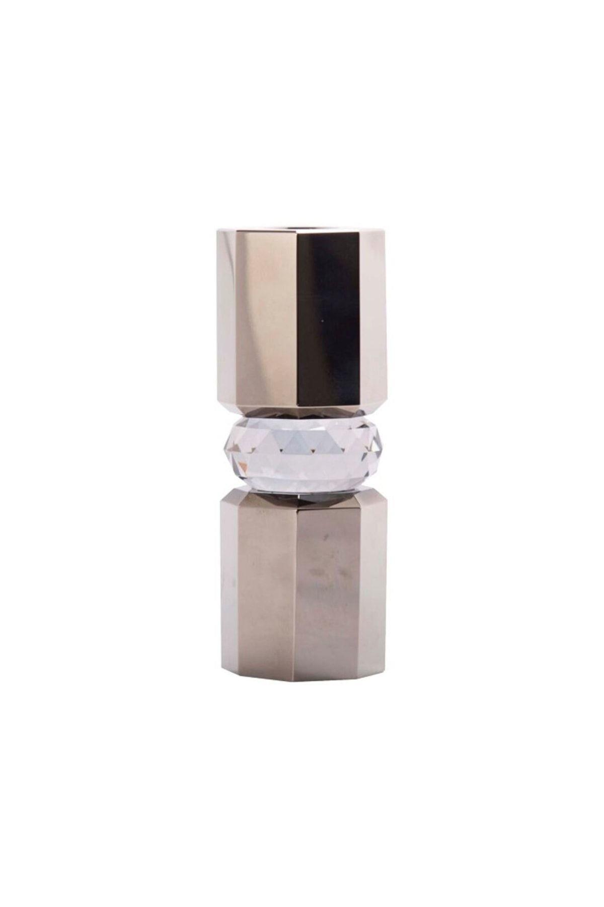 Kristal Mum Tutucu, Krom/Duman, 5,5X5,5X15 Cm