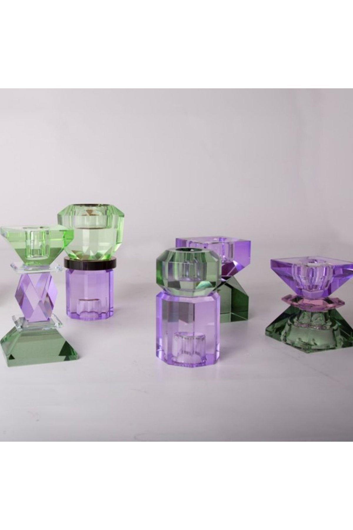 Kristal Mum Tutucu, Menekşe, Braun, Nane, 13X7 Cm
