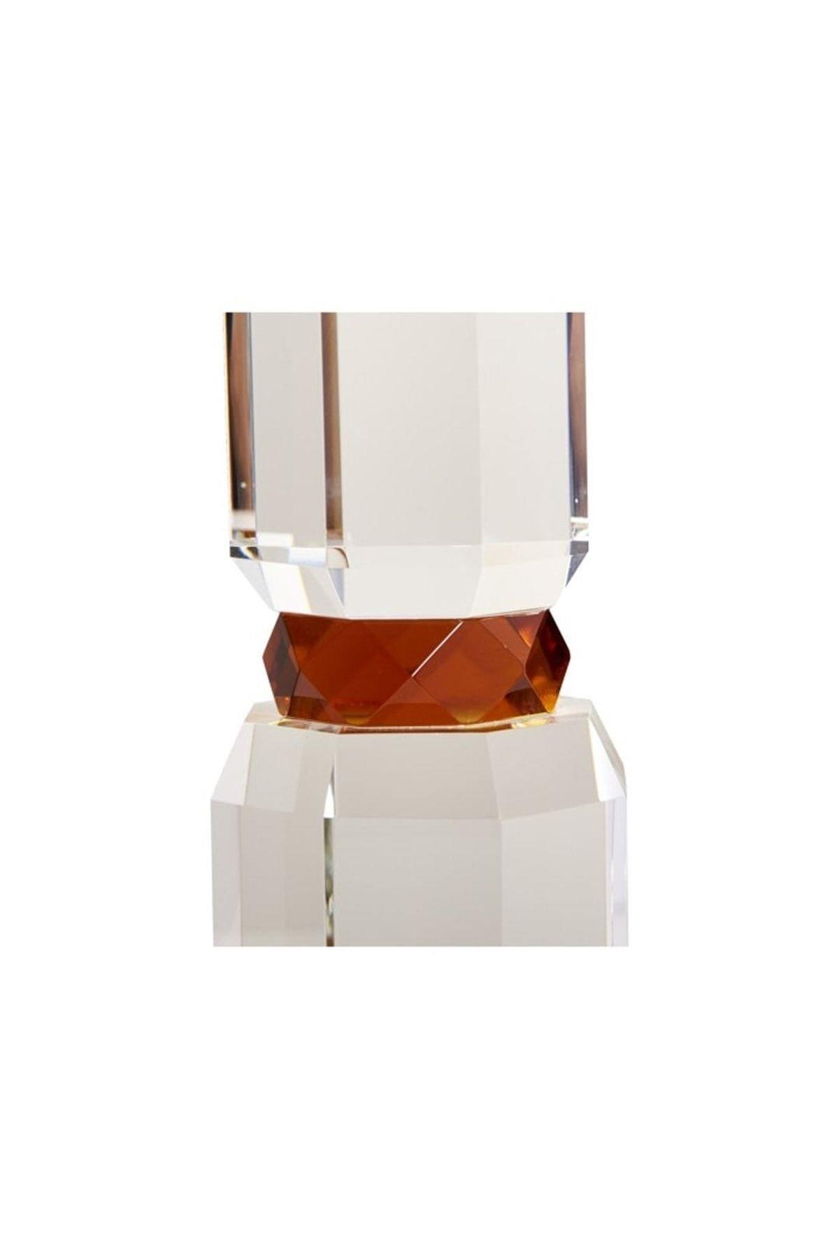 Kristal Mum Tutucu, Şeffaf/Sarı/Amber, 18,5X7X7 Cm