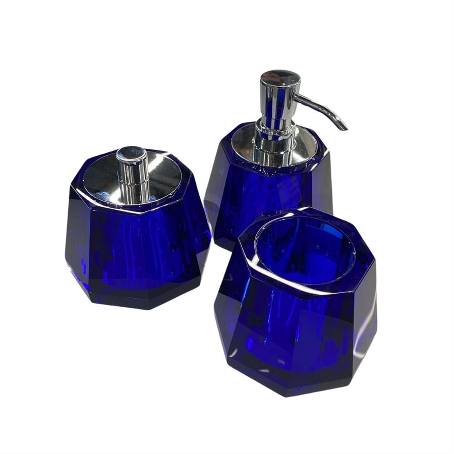 Cyrstal Bath Accessory Soap Dispenser Blue|Chrome 150 ml | 148x120x120 mm