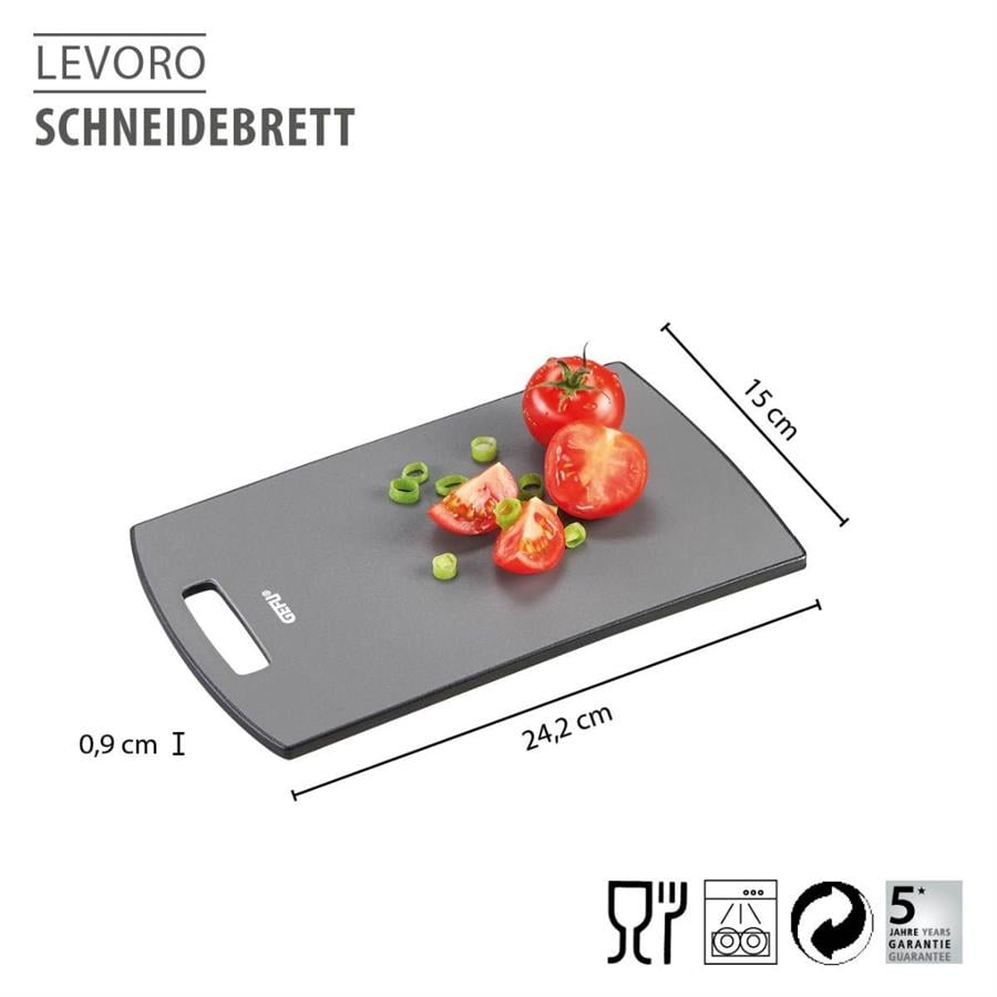 Levoro Küçüy Boy Kesme Tahtası, Gri Renk 24,2x15x0,9 cm