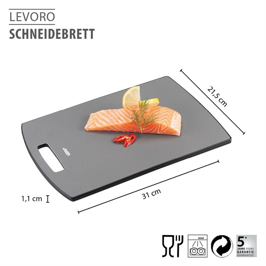 Levoro Orta Boy Kesme Tahtası, Gri Renk 31x21,5x1,1 cm