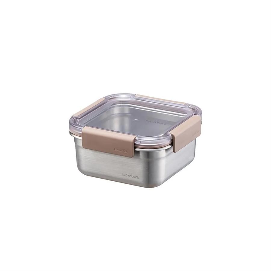 Locknlock Paslanmaz Çelik Fırın & Saklama Kabı Kare Kilitli 700ml Kahverengi