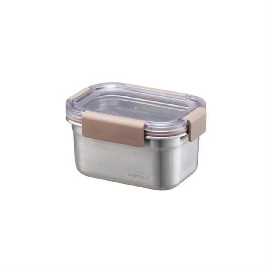 Locknlock Paslanmaz Çelik Fırın & Saklama Kabı Dörtgen Kilitli 520ml Kahverengi