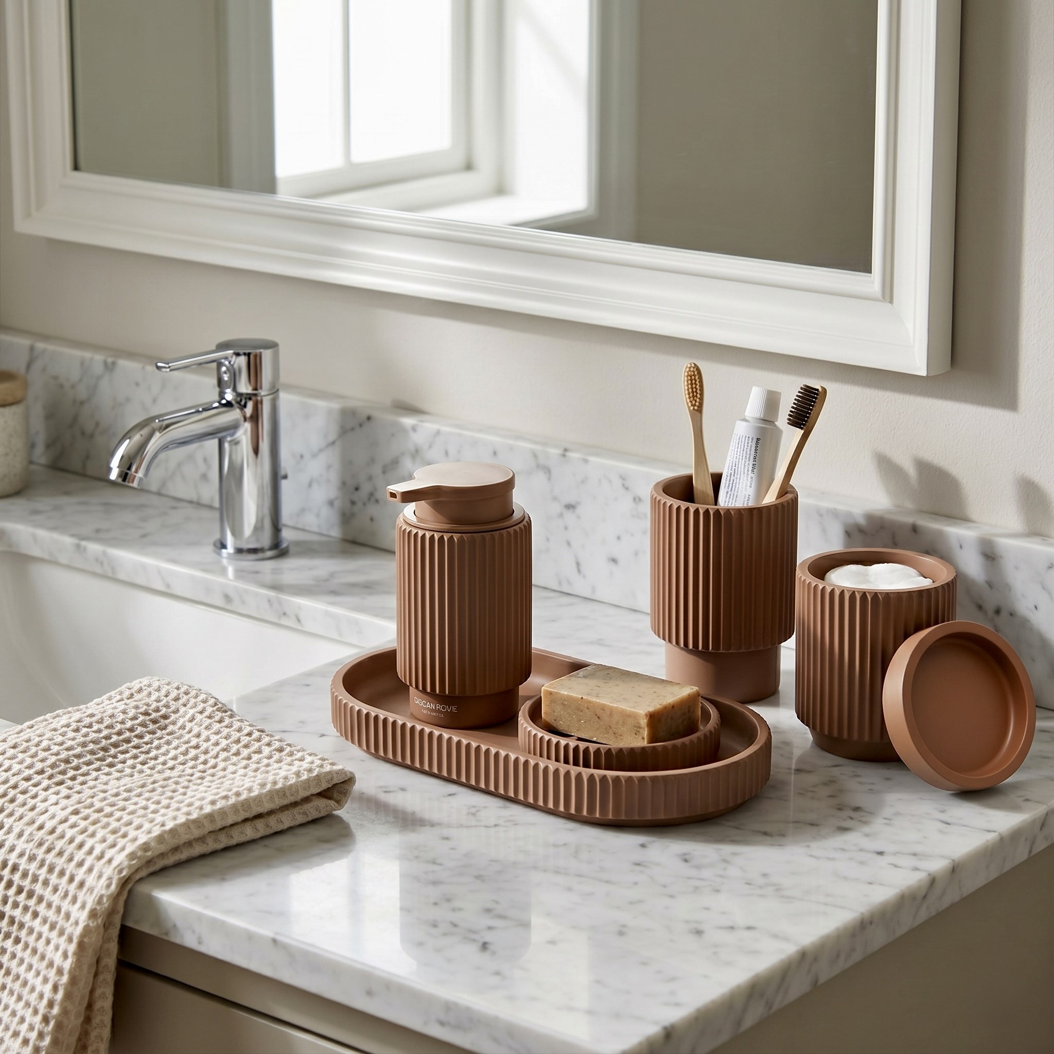 Lumi Kanallı Banyo Tepsisi - Terracotta