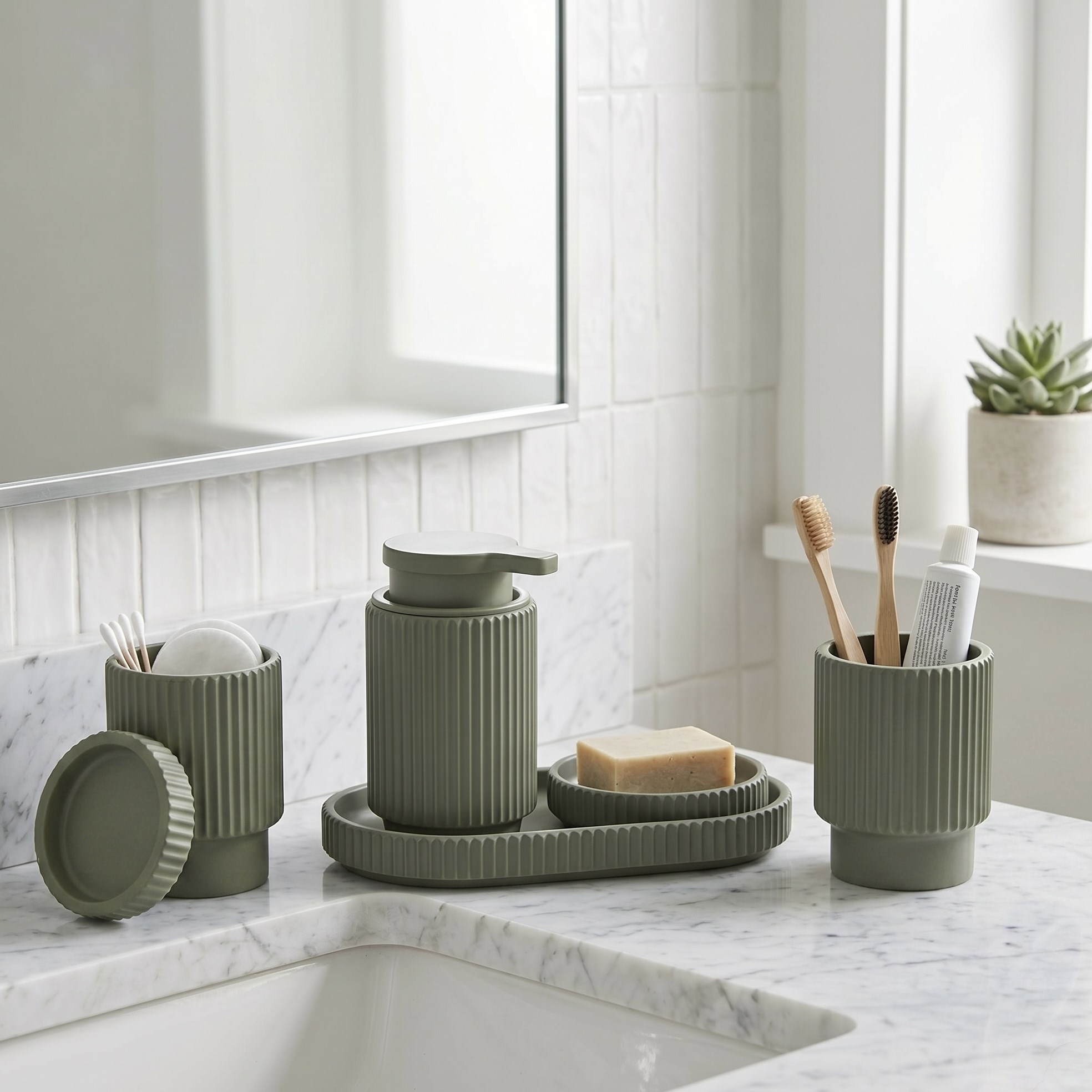 Lumi Kanallı Sıvı Sabunluk - Olive Green 300 ml