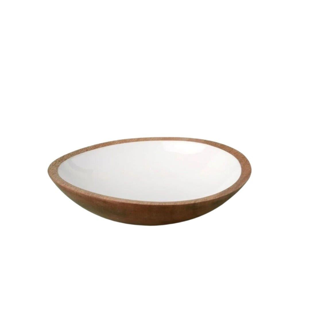 Mango Ahşap & Beyaz Kase Çap 15 Cm