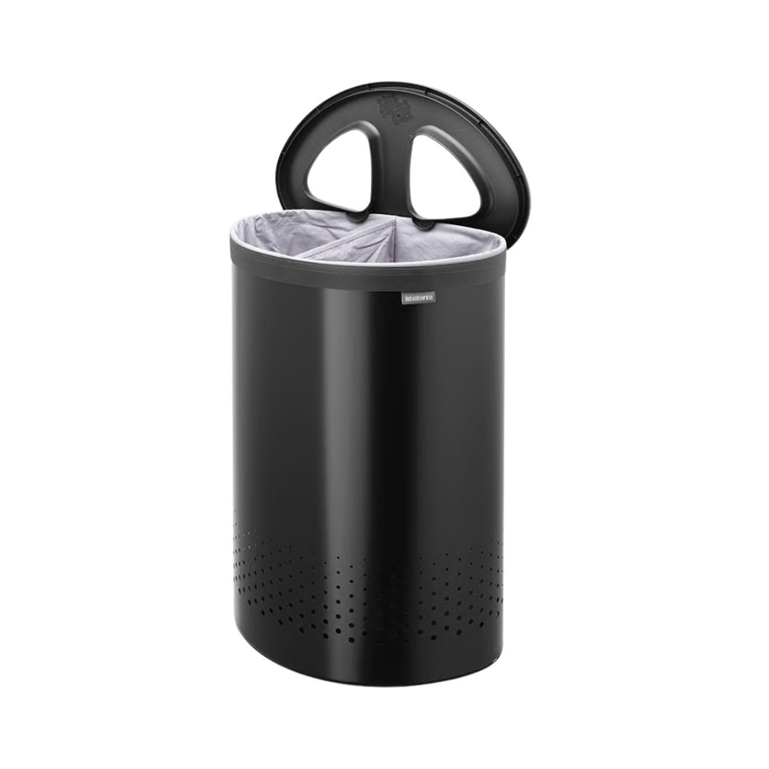 Matt Black İki Bölmeli Çamaşır Sepeti 55 L