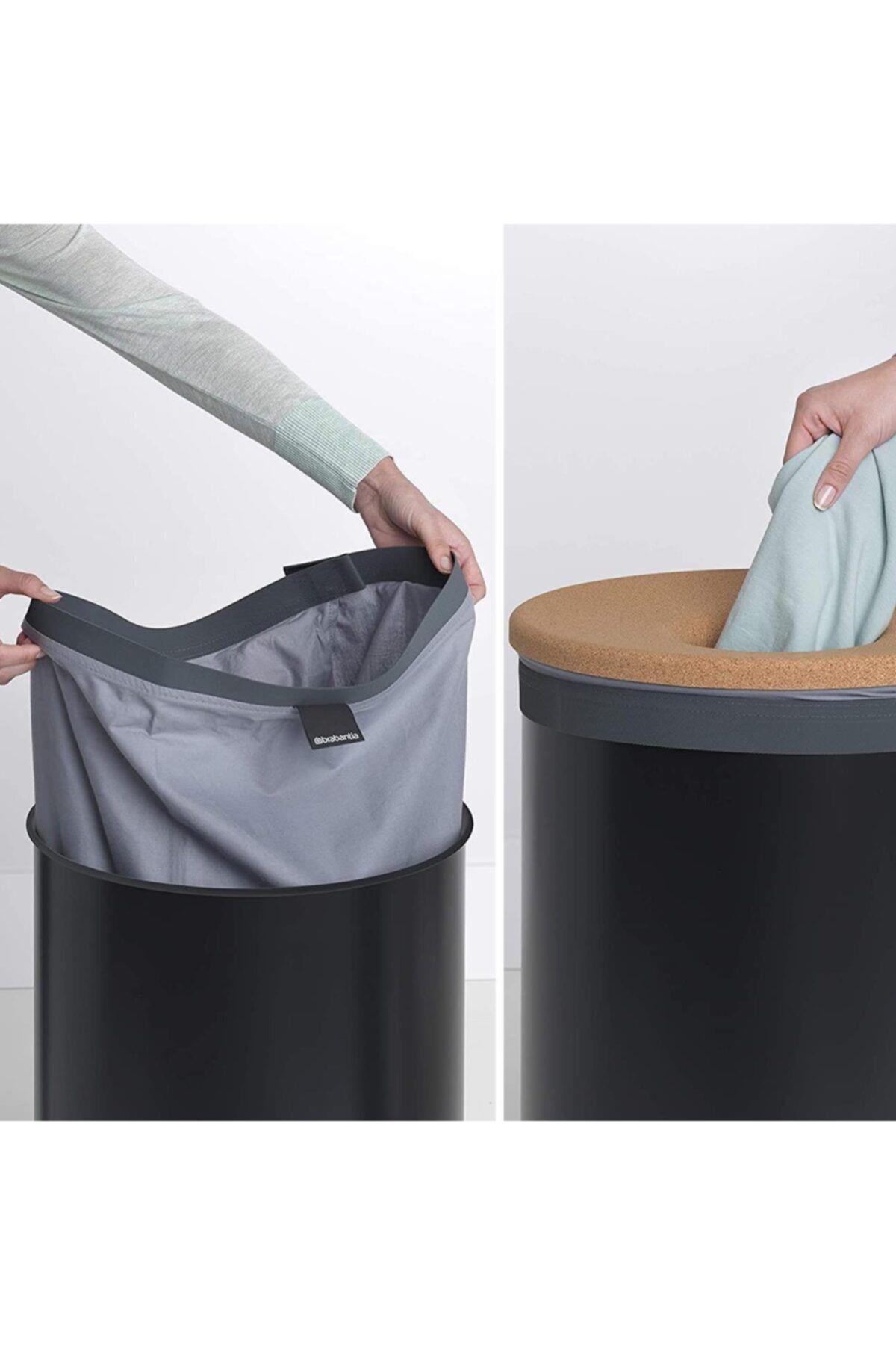 Matt Black Mantar Kapaklı Çamaşır Sepeti 60L