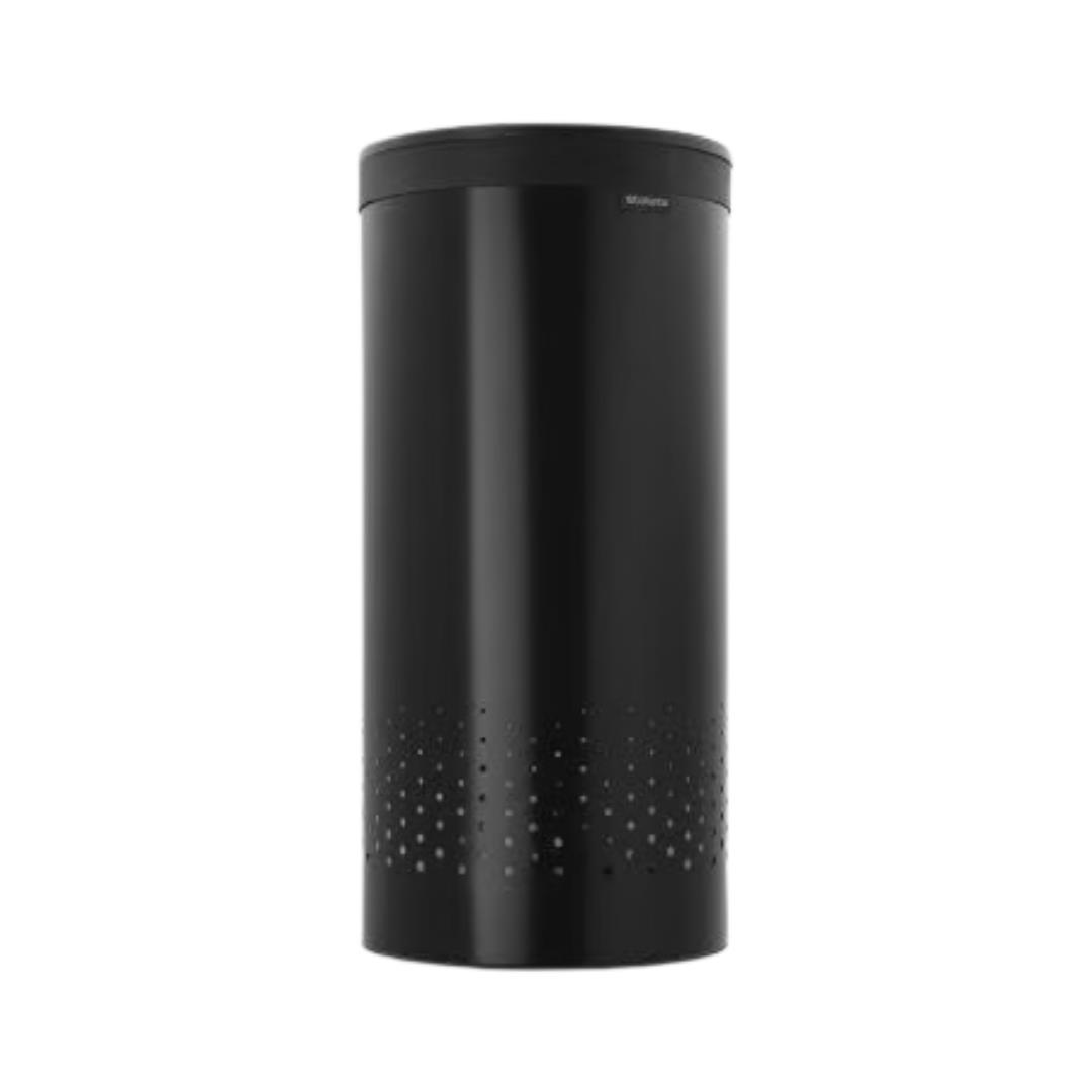 Matt Black Plastik Kapaklı Çamaşır Sepeti 35 L
