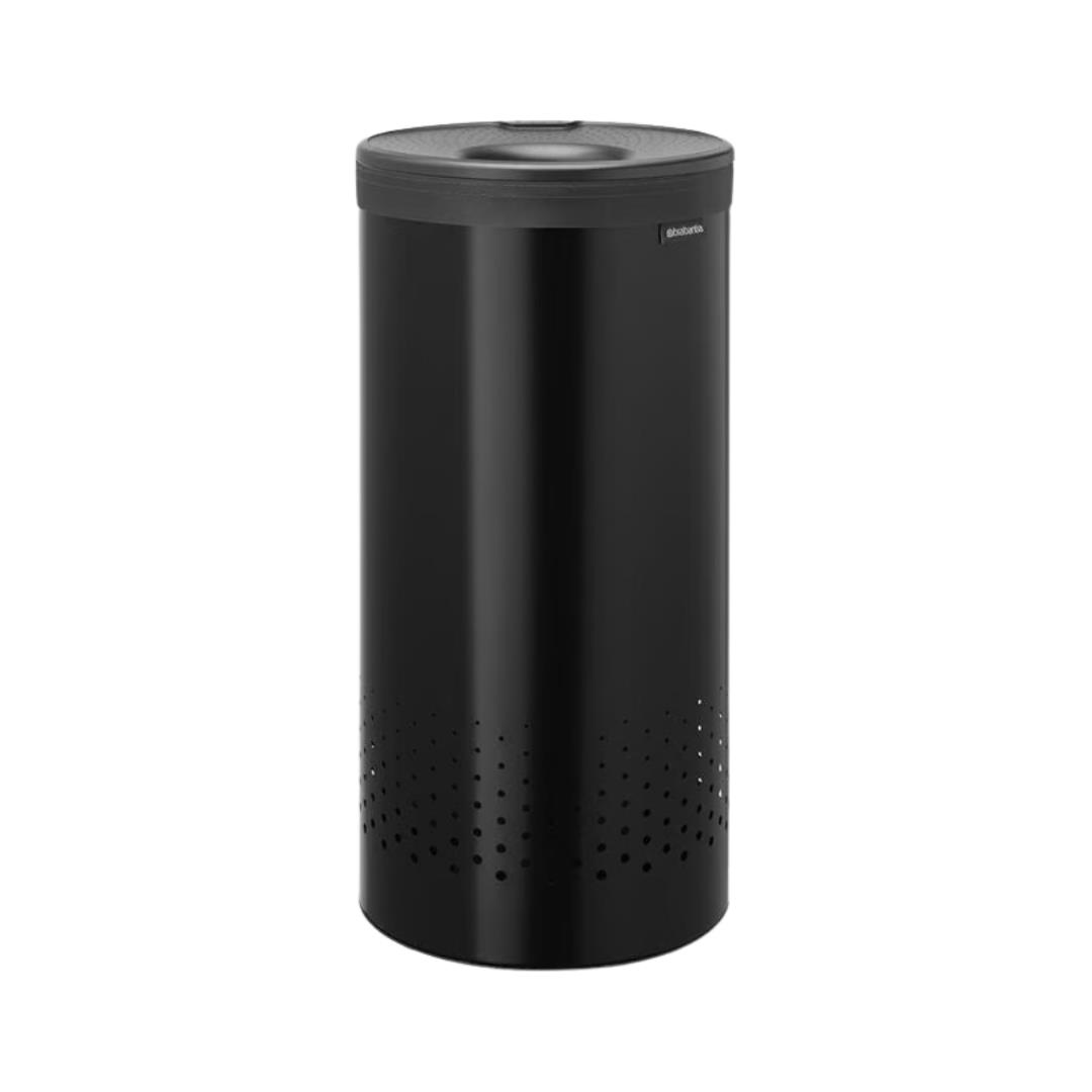 Matt Black Plastik Kapaklı Çamaşır Sepeti 35 L