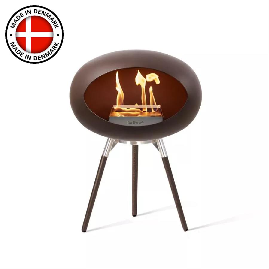 Mocca Kubbe Şömine & Öğütülmüş Ahşap Cilalı Çelik Brülör (Küçük Ayak) / Mocca Ground Wood Low Mocca- Smoked Oak-Steel Burner