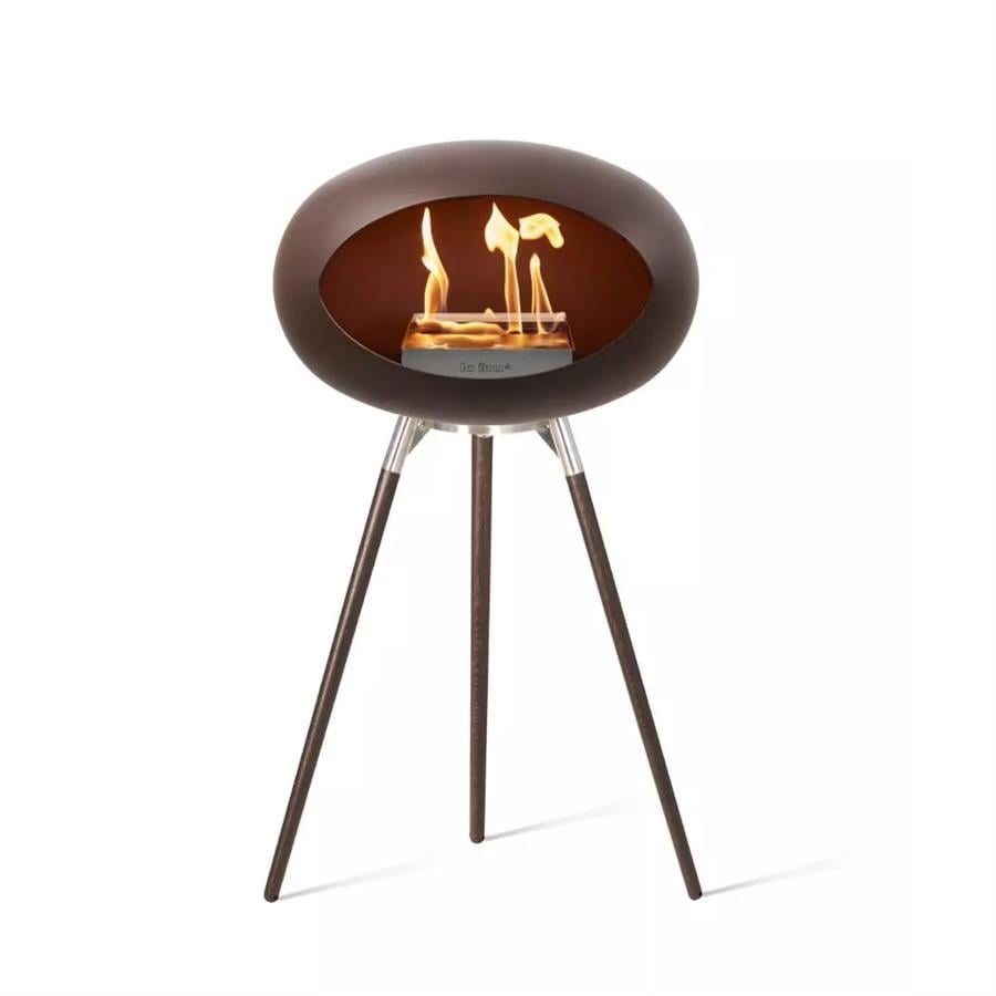 Mocca Kubbe Şömine & Öğütülmüş Ahşap Cilalı Çelik Brülör (Büyük Ayak) / Mocca Ground Wood High Mocca- Smoked Oak-Steel Burner