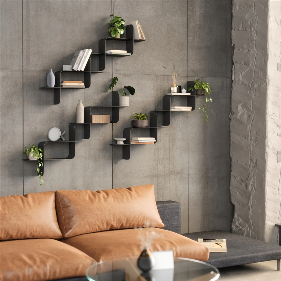 Montage Metal Duvar Rafları, 2li Set Siyah 61 cm