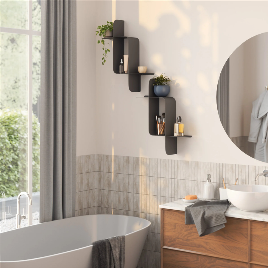 Montage Metal Duvar Rafları, 2li Set Siyah 61 cm