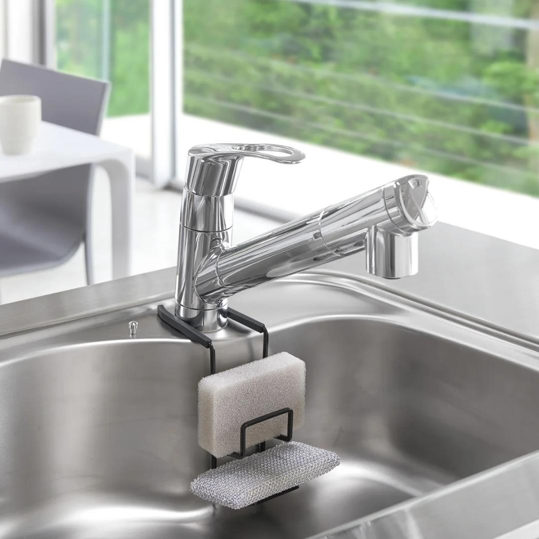 Musluk Askılı Çift Süngerlik Çelik Siyah Renk