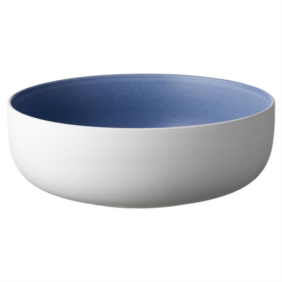 North Seramik Salata Kasesi Mat Beyaz/Mat Nehir Çap:25 Cm
