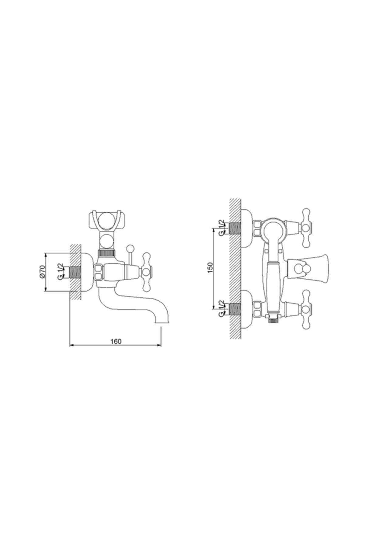 Nostalgıc Banyo Bataryası - Bronz