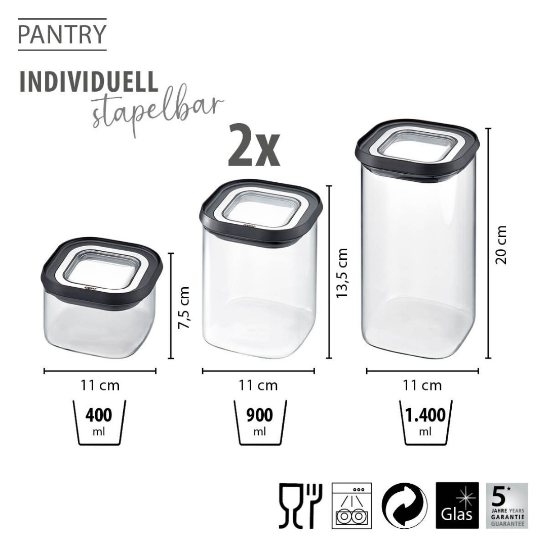 Pantry 4Lü Erzakk Saklama Kabı 400 Ml, 2X900 Ml, 1400 Ml