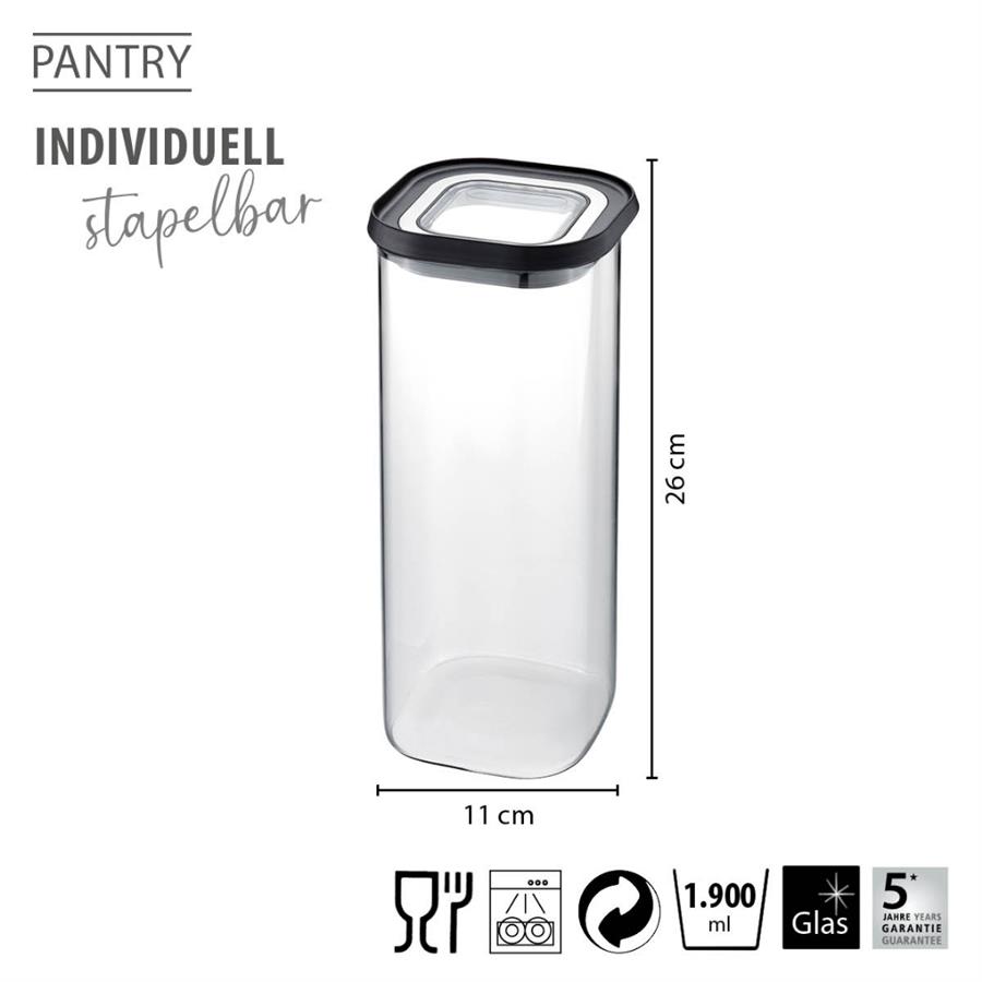 Pantry Erzak Saklama Kabı 1900 Ml 11x11x26 cm