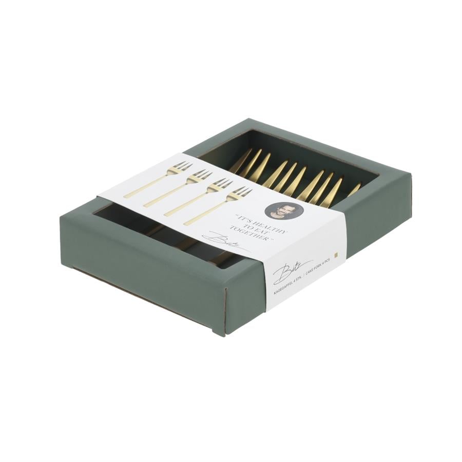 Pasta Çatalı 4 Adet Paslanmaz Çelik Pirinç Rengi