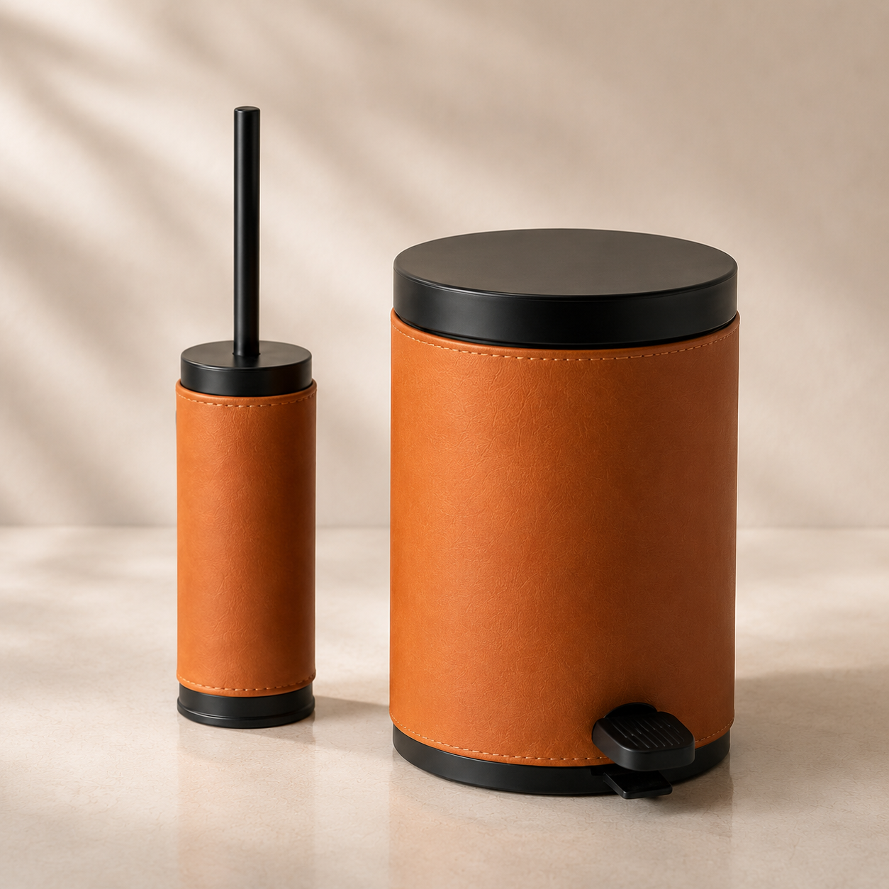 Pedallı Çöp Kovası Deri Kılıfı Terracotta
