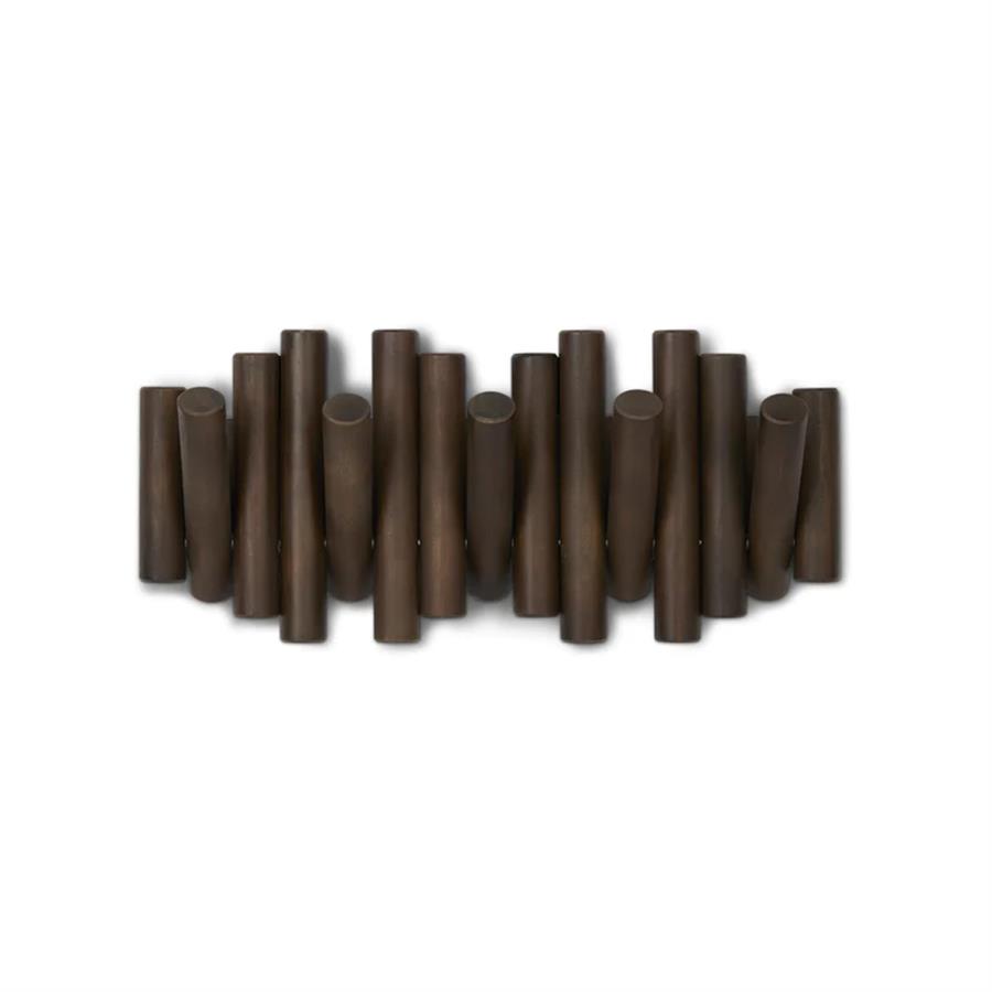 Picket Duvara Monte 5Li Askılık Ceviz Renk 38x17x4 cm