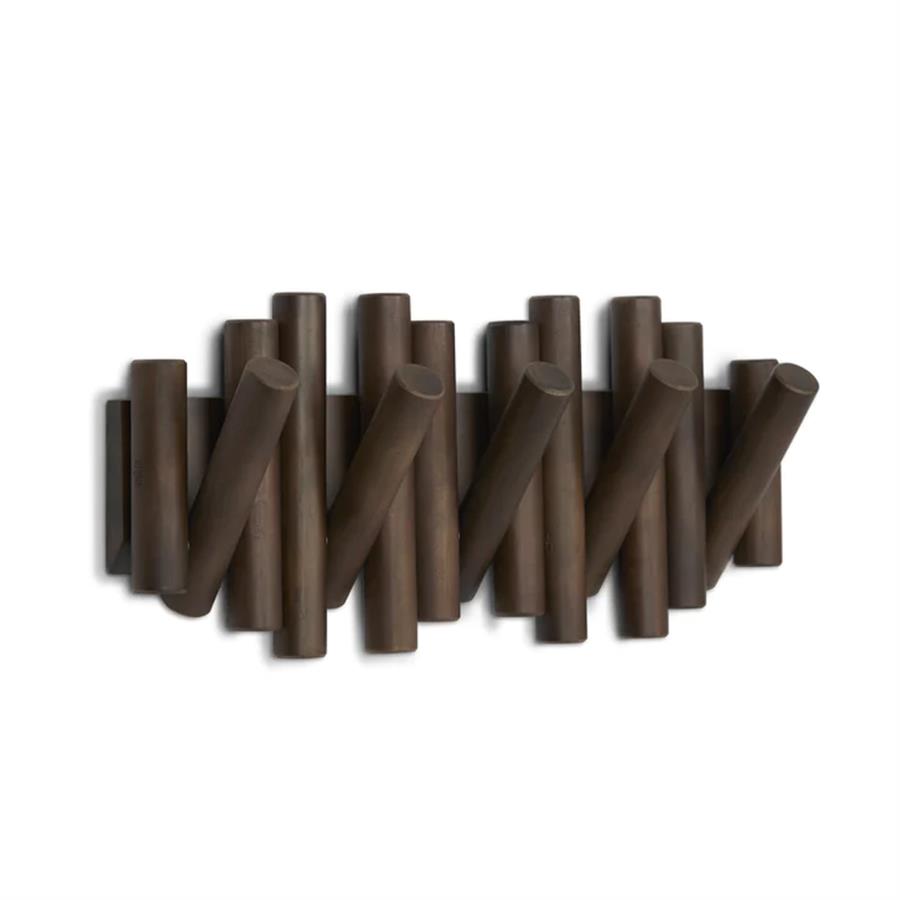 Picket Duvara Monte 5Li Askılık Ceviz Renk 38x17x4 cm