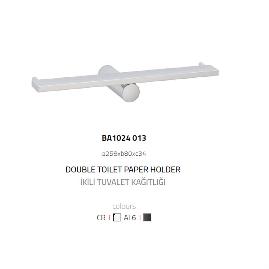 Pıvot Duvara Monte İkili Tuvalet Kağıtlığı Krom 34x80x258 mm