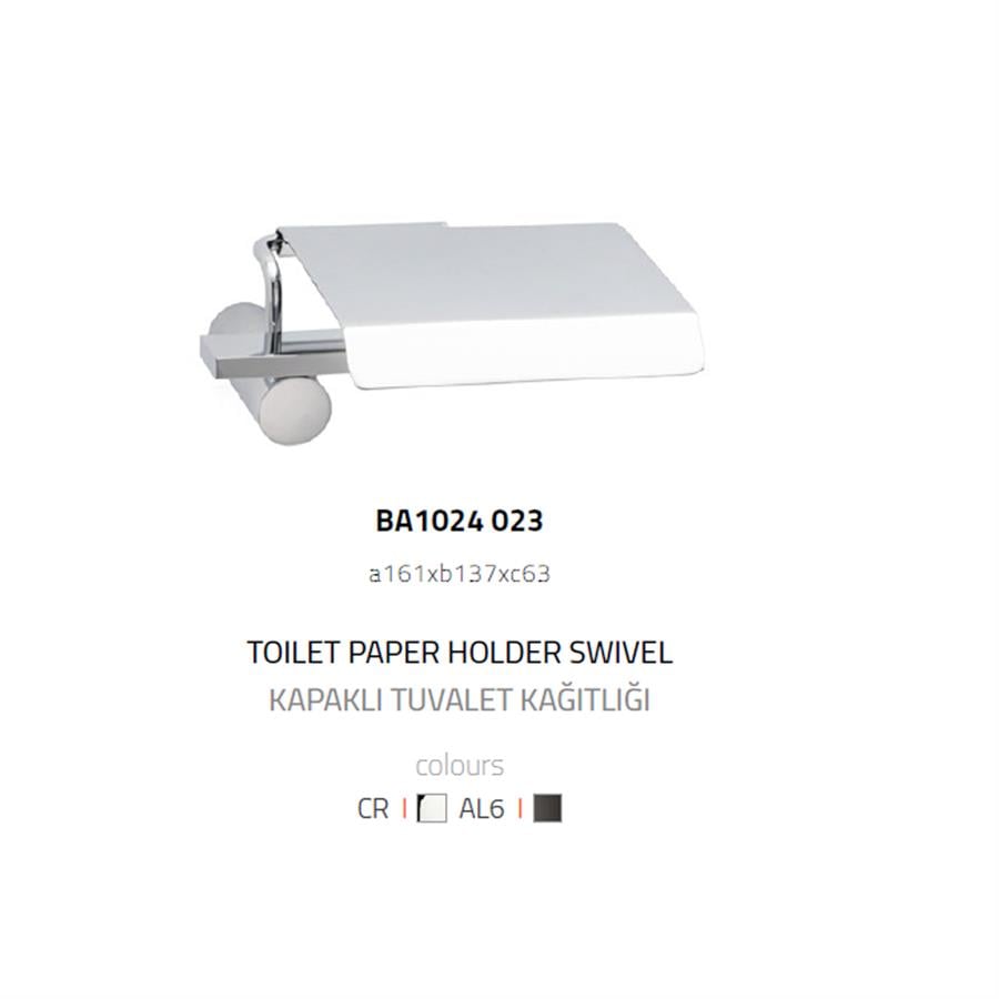 Pıvot Duvara Monte Kapaklı Tuvalet Kağıtlığı Krom 63x137x161 mm