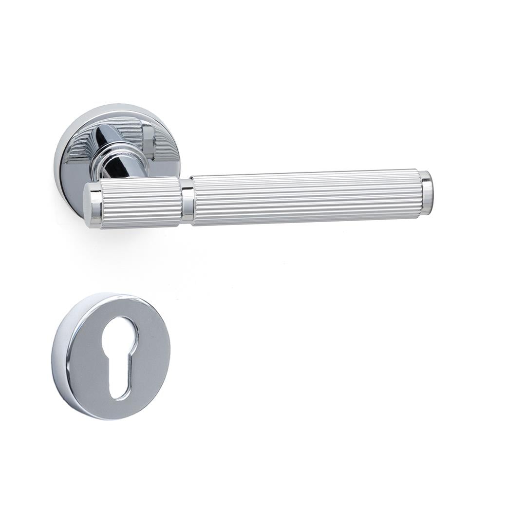 Pıxar-L Rozetli Kapı Kolu Takımı Krom Renk