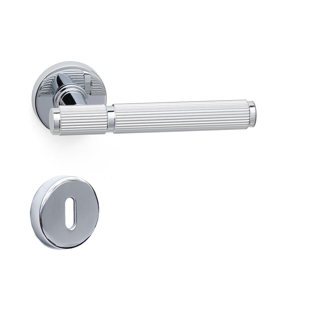 Pıxar-L Rozetli Kapı Kolu Takımı Krom Renk