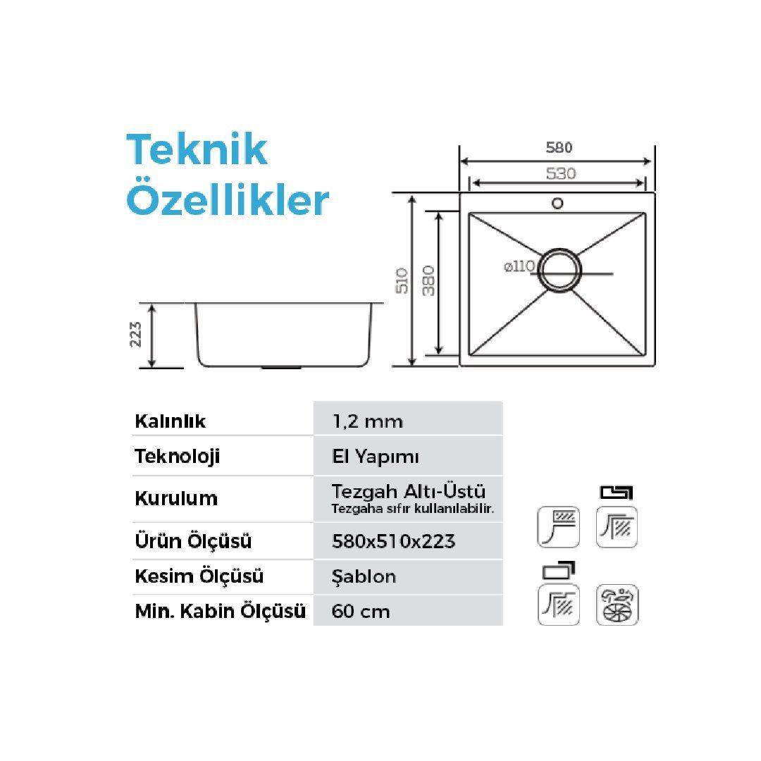 Poli 6301 Altın 580X510 Mm Eviye