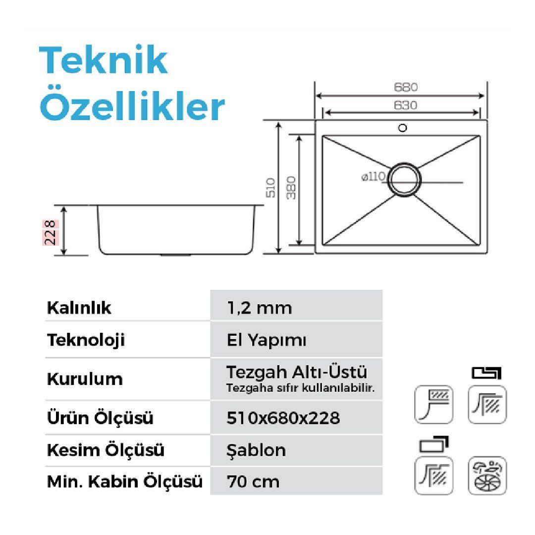 Poli 6302 Altın 680X510 Mm Eviye