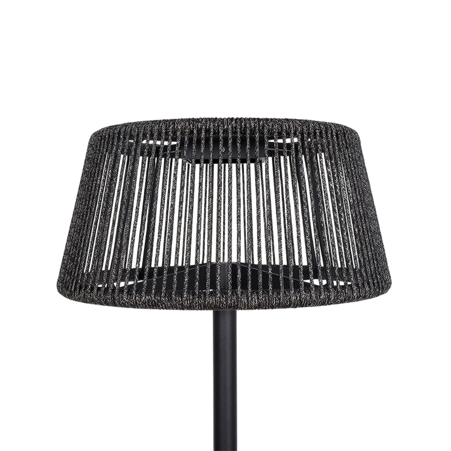 ROP&STRIP Güneş Enerjili ve Şarj Edilebilir Lambader 120/175 cm (Siyah Alüminyum, Siyah Halat)