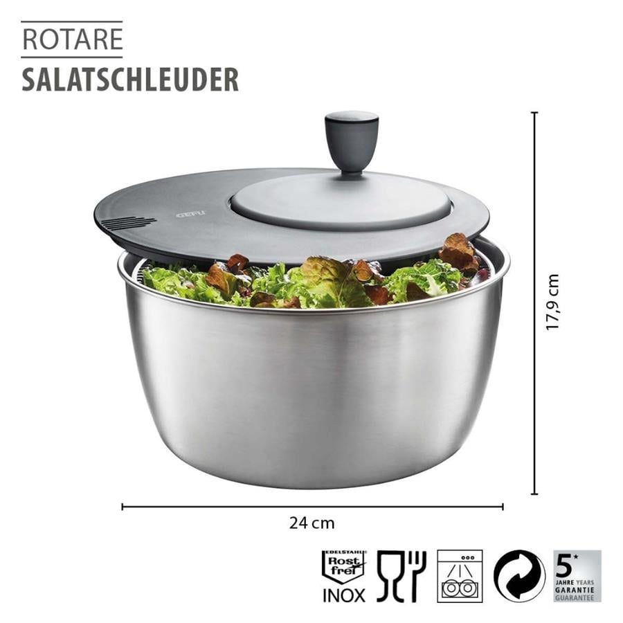 Rotare Salata Kurutucusu Paslanmaz Çelik Kaseli 3 L