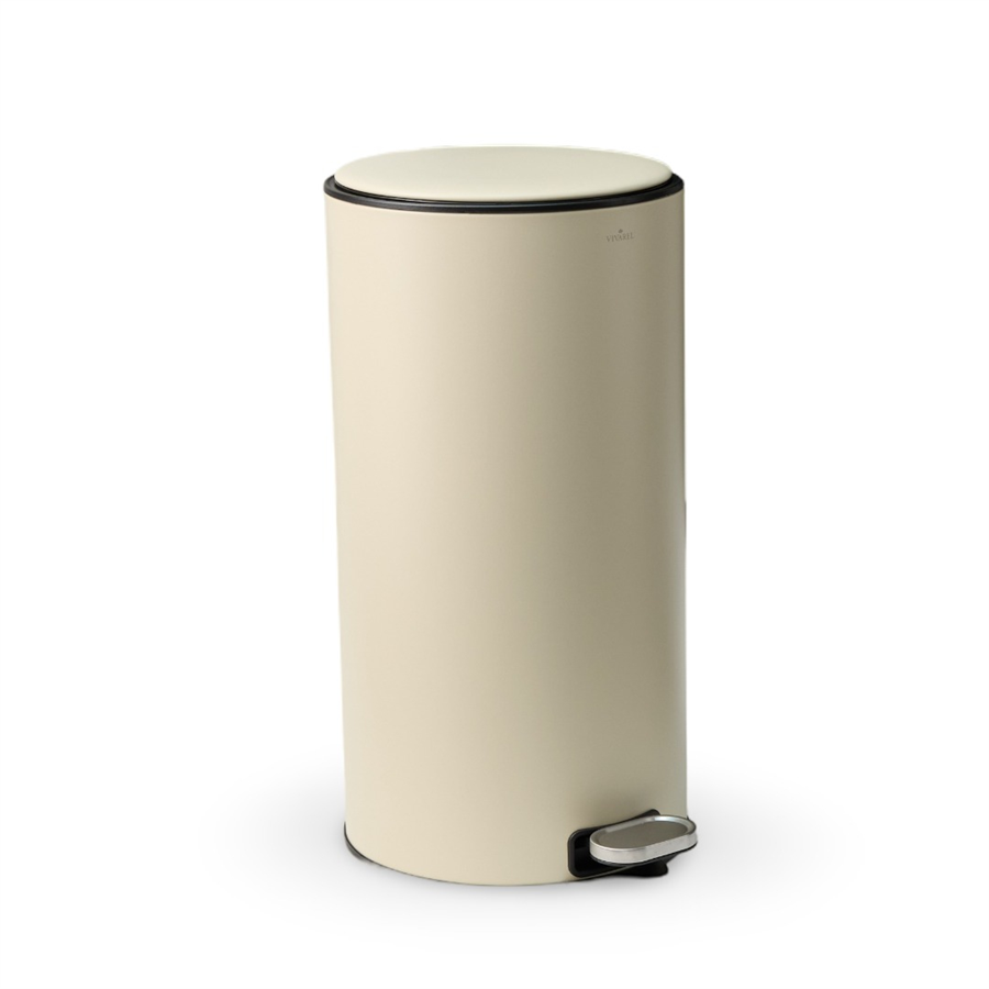 Round Mat Krem Çöp Kovası 30 L
