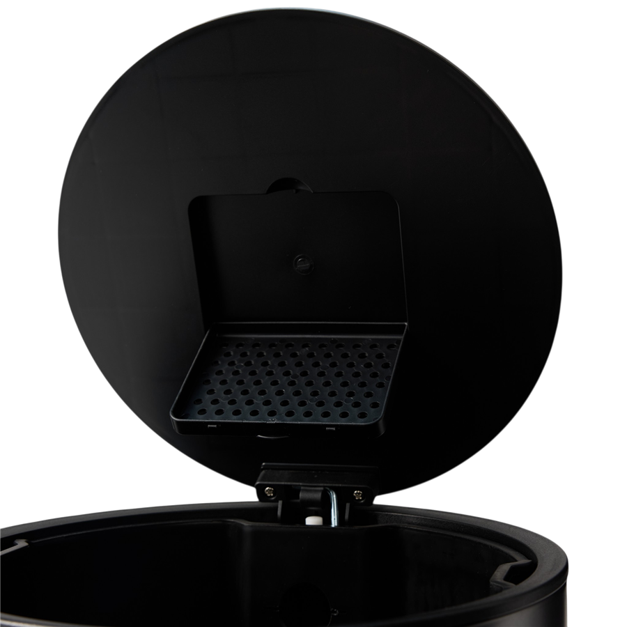 Round Mat Metalik Koyu Gri Pedallı Çöp Kovası 30 L