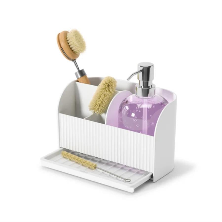Sabun Pompalı Sling Lavabo Rafı Beyaz Renk 22x18 cm