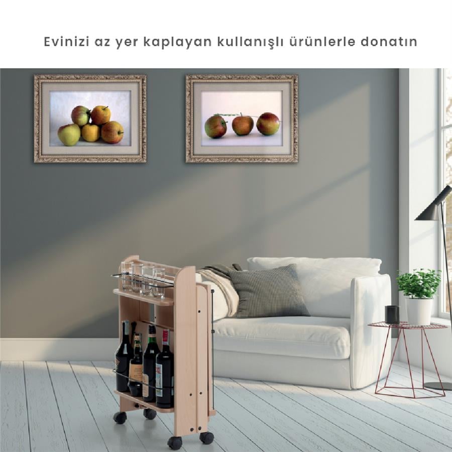 Servıce, Servis Katlanabilir Ahşap Arabası Doğal Renk