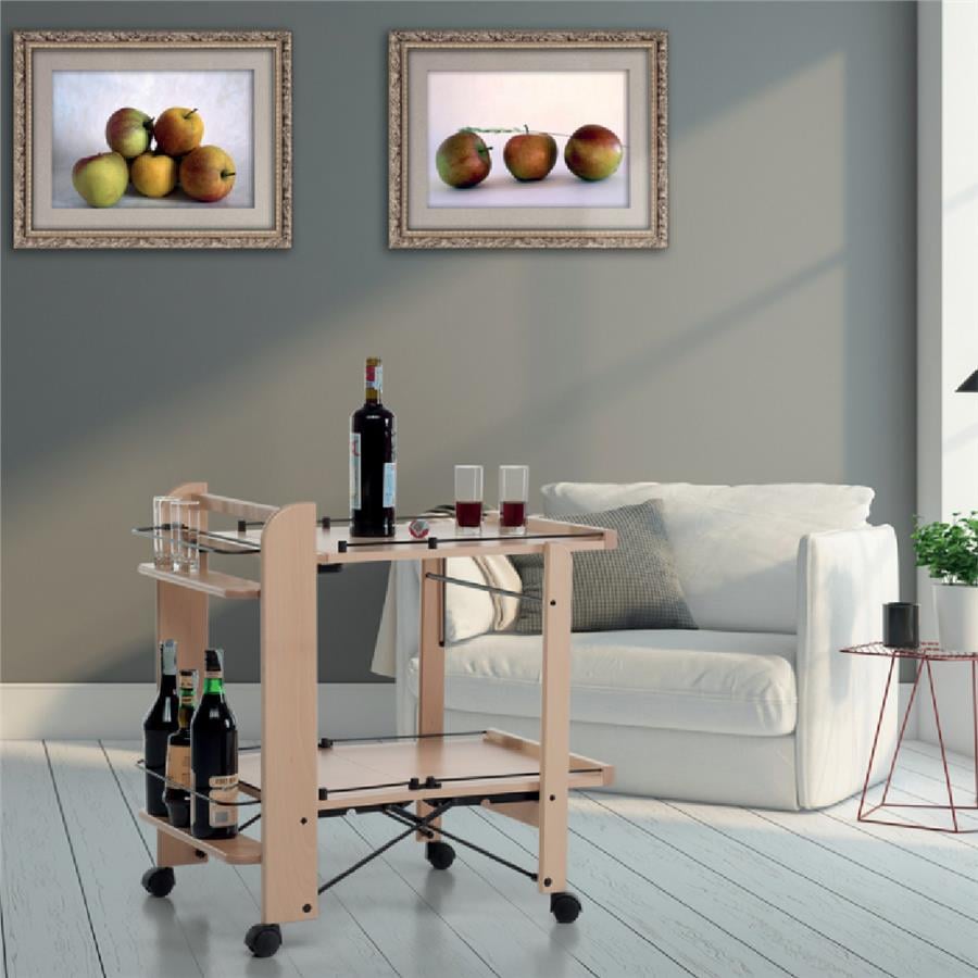 Servıce, Servis Katlanabilir Ahşap Arabası Doğal Renk