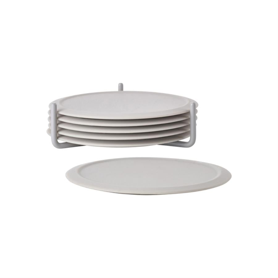 Singles 6Lı Bardak Altlığı Sıcak Gri 3,1 cm - Çap 10 cm