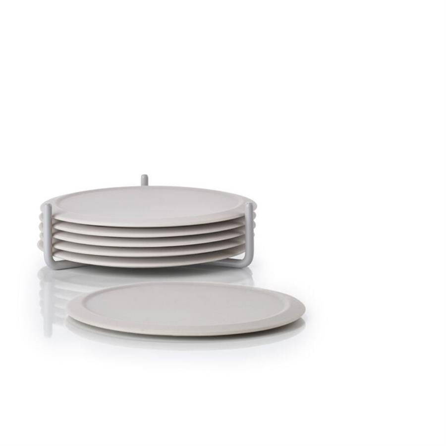 Singles 6Lı Bardak Altlığı Sıcak Gri 3,1 cm - Çap 10 cm