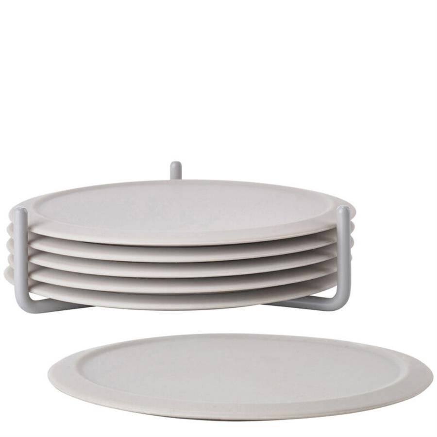 Singles 6Lı Bardak Altlığı Sıcak Gri 3,1 cm - Çap 10 cm