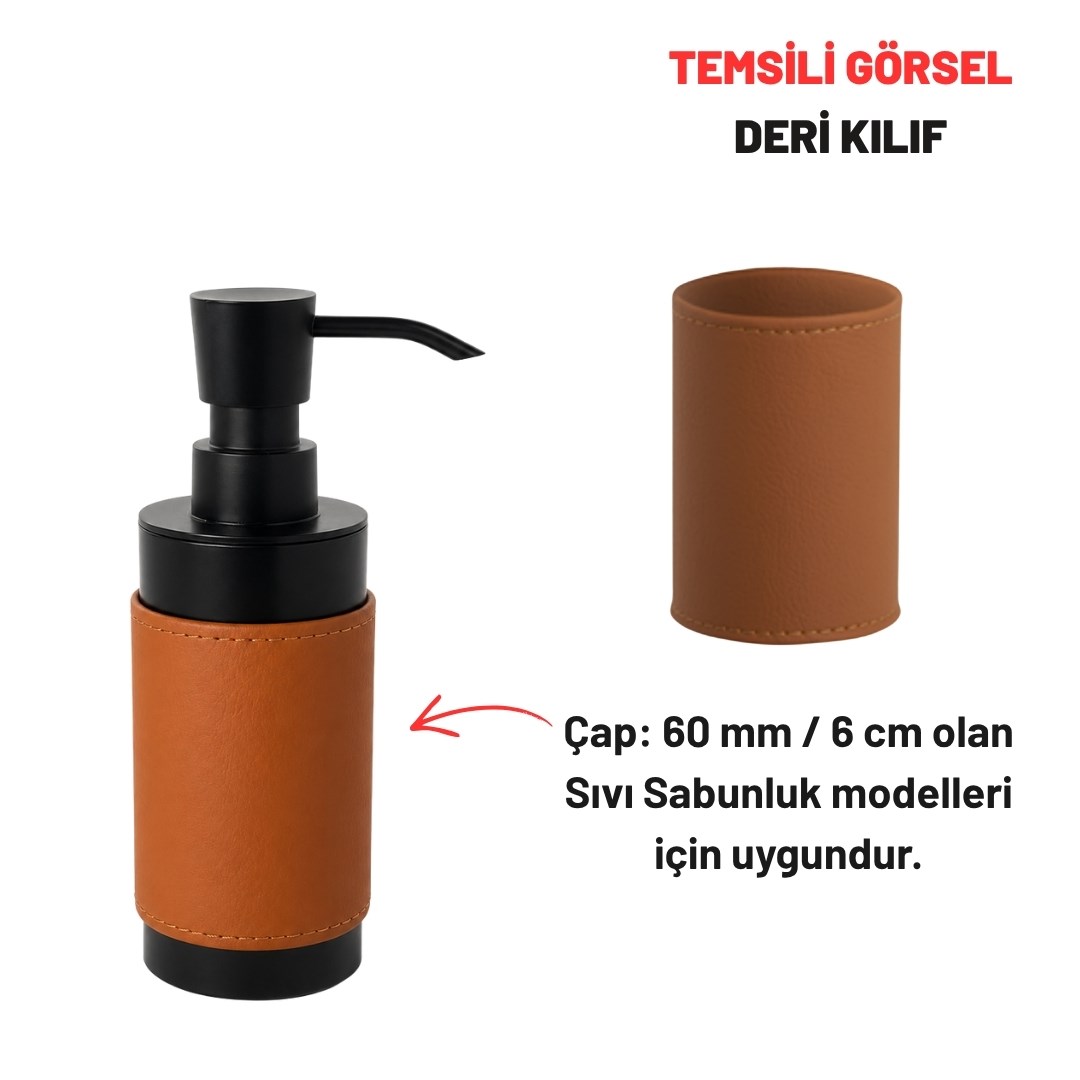 Sıvı Sabunluk Deri Kılıfı Siyah Ø 6 cm 