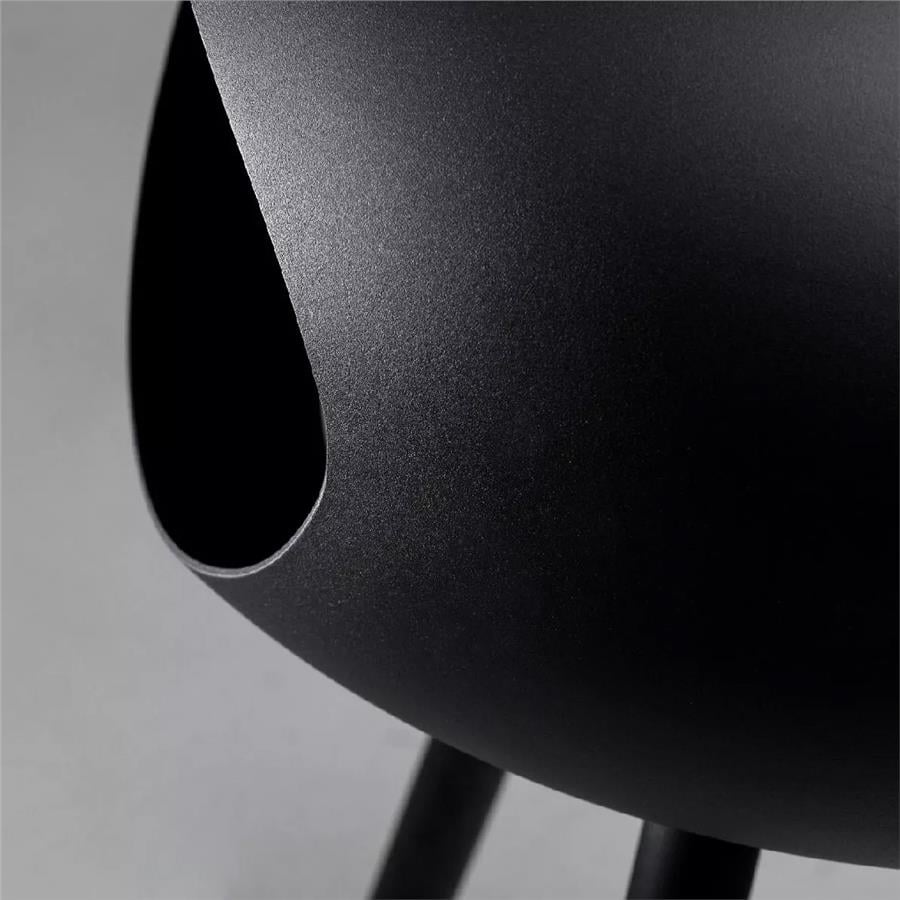 Siyah Kubbe Şömine & Öğütülmüş Ahşap Cilalı Çelik Brülör (Büyük Ayak) / Black Ground Wood High Black- Smoked Oak-Steel Burner