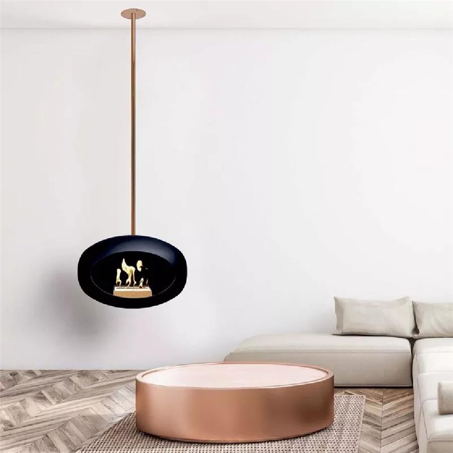 Siyah Kubbe Şömine & Siyah 120 Cm Çelik Brülör / Black Sky - Black - 120 Cm-Steel Burner