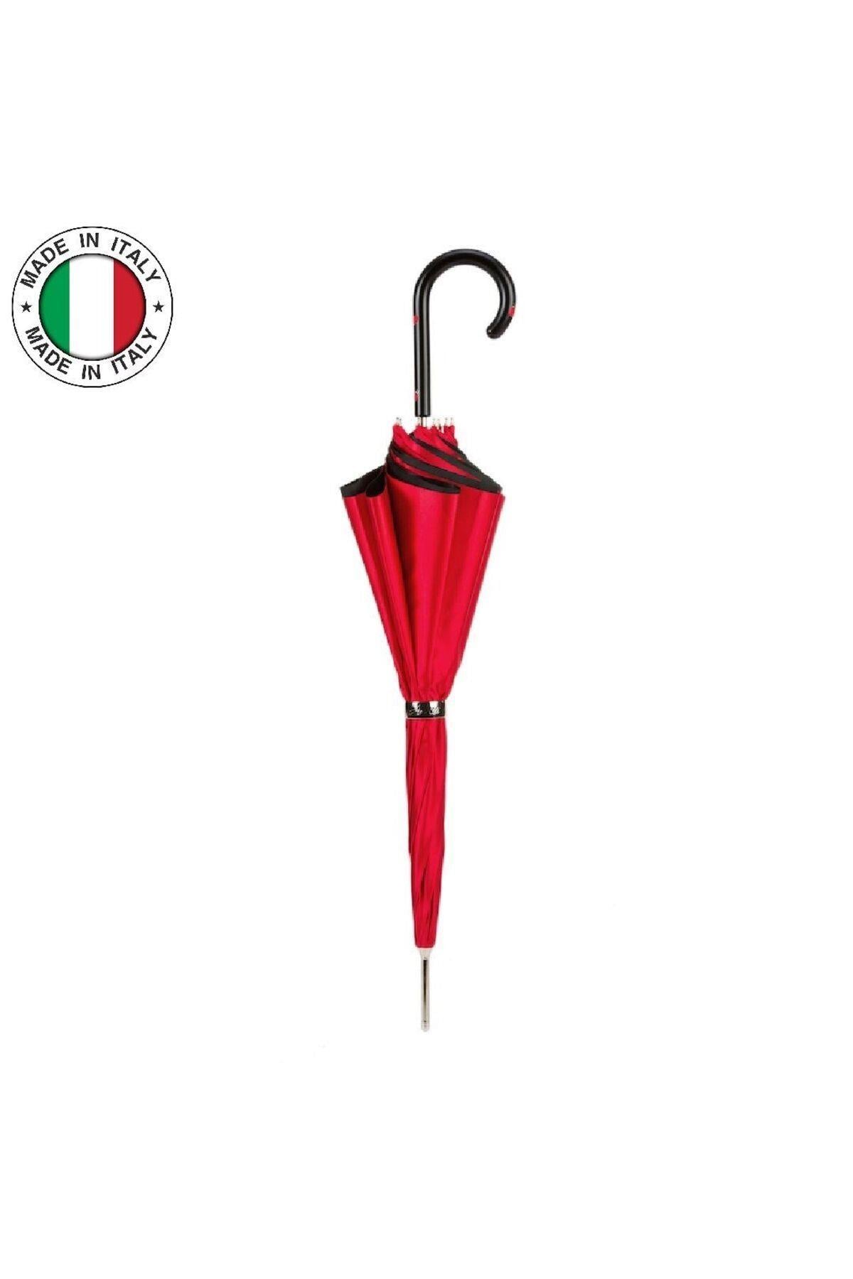 Uğur Böceği Saplı Çift Kat Kumaşlı Kırmızı/Siyah Şemsiye 93 cm